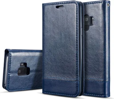 Image de Samsung Galaxy S9 Plus Housse à rabat par NALIA, étui pour téléphone portable à rabat en similicuir Couverture bleue
