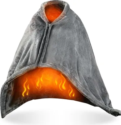 Produktbild von USB-Heizdecke - Elektrisches Plaid mit 3 Wärmestufen - 150 X 80 cm - 40-52 °C - Weiches Polyester und Mikrofaser - Waschbar - Grau - 10 W - USB-Stromversorgung [DA01204].