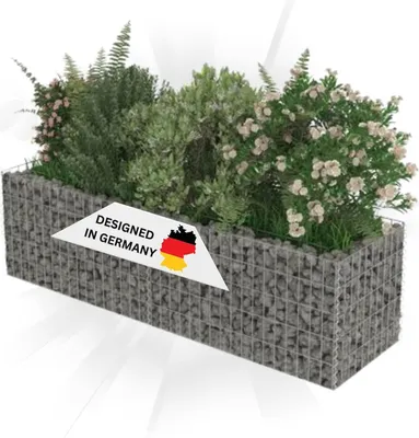 Produktbild von DELUKE® Gabionen Hochbeet ROON aus Stahl | 180×50×50cm | Steinkorb Gabionengitter Ziergabione Steingabione Drahtkorb befüllbar