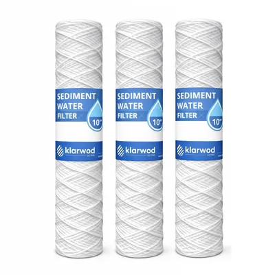 Produktbild von KLARWOD Wasserfilterpatrone 10" (20 Mikron) 3 Pack String gewickelt Sediment Wasserfilterkartusche ganze Haus Sediment Filtration Universal Ersatz