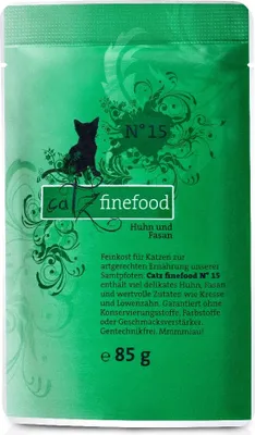 Produktbild von Catz finefood N° 15 - Huhn & Fasan, Adult, Huhn, Fasan, 85 g, Getreidefrei, Ohne Soja, Ohne künstliche Farbstoffe