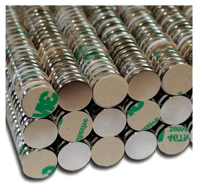 Produktbild von 250 selbstklebende Neodym-Magnete Ø13x2 mm - 1,6 KG Haftkraft