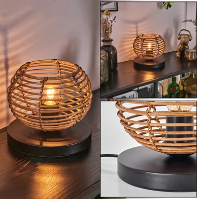 Produktbild von Messerotti Tischlampe aus Metall/Rattan in Schwarz/Braun