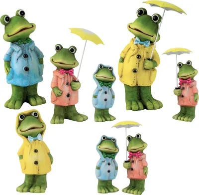 Produktbild von 2 Stück Frosch Figuren im Regenmantel mit Schirm 15-17 cm Dekofiguren