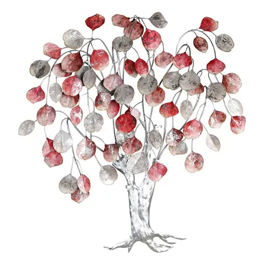Zdjęcie produktu dla Gilde Wandrelief, Baum, "Love Tree", Metall, grau, rot, silberfarben, VE 1, L. 10 cm, B. 72 cm, H. 80 cm 74976 4001250749769