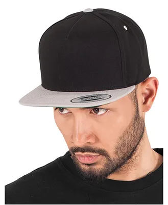 Productafbeelding van Flexfit - "Classic" snapback pet met 5 segmenten, model TN1447 (one size) (zwart/zilver)