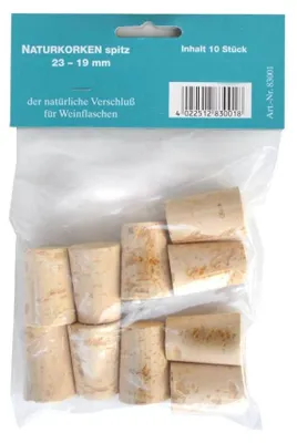 Produktbild von Konischer Flaschenkorken, 23/19 mm Durchmesser, 33 mm Länge, 10 Stück