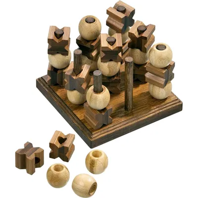 Produktbild von Tic Tac Toe 3D aus Bambus – Strategiespiel für 2 Personen