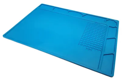 Produktbild von Hitzebeständige Silikon-Arbeitsmatte mit Schraubteilehaltern, 32 cm x 23 cm