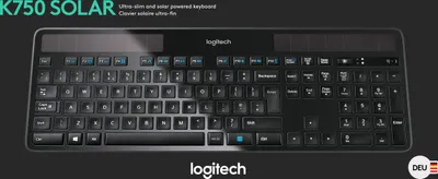 Produktbild von Logitech K750, RF Wireless, Büro, Standard, 2.4 GHz, USB, Nano