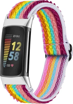 Productafbeelding van imoshion Elastisch nylonbandje voor de Fitbit Charge 5 - Meerkleurig