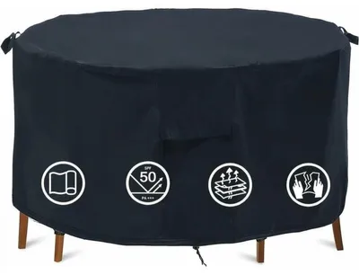 Produktbild von (Schwarz, 180 x 90 cm) Wasserdichte Schutzhülle für Gartenmöbel, runde Gartentischabdeckung, Schutzhülle für runde Außentische