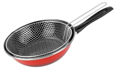 Bratpfanne 26 cm, emaillierter Stahl, rot, antihaftbeschichtet