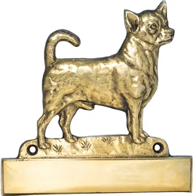 Obrázek produktu pro Čivava krátkosrstá - Adresní tabule se psem, mosazná jmenná deska, personalizovaná dveřní tabule se jménem značky Art-Dog