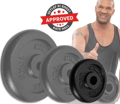 Produktbild von Miweba Sports Hantelscheiben Set | Gusseisen - Hantelgewichte - Gewichtsscheiben - Fitness Scheiben - Gewichte für Hantel - Ø30mm - Schwarz - 4x2,5 kg