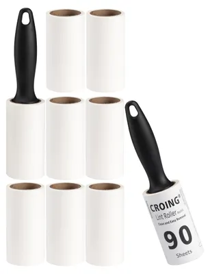 Produktbild von Fusselrolle Flusenroller Lint Roller - Für Tierhaare - 810 Blatt - 2 Griffe - 90 Blatt pro Klebrolle