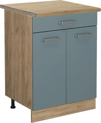 Immagine prodotto di Mobiletto base per cucina Vicco R-Line Grigio-blu 60 cm con cassetto, PL Rovere, Model 46990