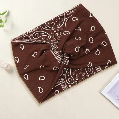 Image de Bandeau Paisley en coton - Paisley brun rétro, élégant