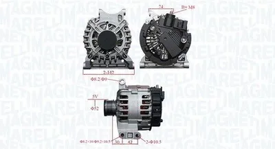 Produktbild von MAGNETI MARELLI 063739065010 Lichtmaschine Generator LiMa 115A 12V passend für MERCEDES-BENZ A-Klasse (W169) B-Klasse (W245)