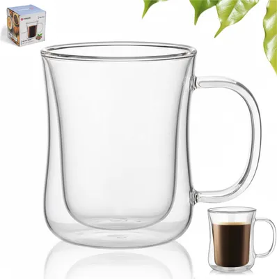 Zdjęcie produktu dla Szklanka z Podwójnym Dnem Ścianką do Kawy Herbaty Kubek do Napojów 400ml