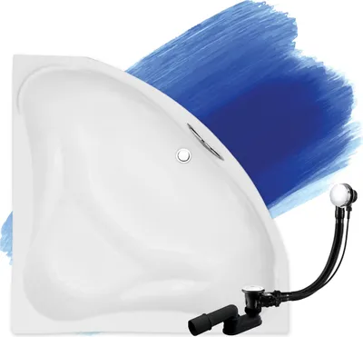 Produktbild von BADLAND Eckbadewanne Badewanne Ewa 134x134 mit Ablaufgarnitur und Füßen GRATIS ohne Verkleidung