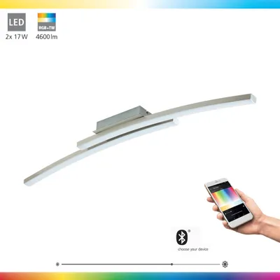 Zdjęcie produktu dla EGLO Fraioli-C, Inteligentne światło sufitowe, Bluetooth, Nikiel, Biały, Aluminium, Plastik, 2700 K, 6500 K