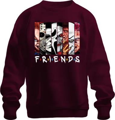 Obrázok produktu pre FRIENDS Horor Ikonen Jason Michael Pennywise Freddy Chucky Kult Uni mikina, bordová, L