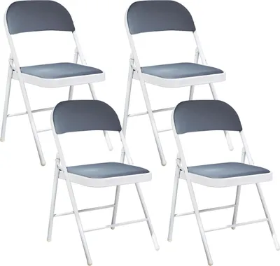 Produktbild von BELIANI Konferenzstuhl 4er Set Dunkelgrau u. Weiß Stoffbezug Klappbar Mesh mit Metallgestell Lehne Modern Wohnzimmer Konferenzraum Klappstuhl