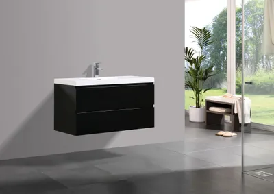 Produktbild von Badmöbel Unterschrank FLAT 100 (hochglanz-schwarz)