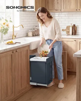 Obrázek produktu pro SONGMICS Kuchyňský odpadkový koš, do spodní skříňky, 1 x 20 l, výsuvný, ocelový rám, šedý