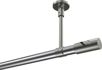 Produktbild von Interdeco Gardinenstange / Vorhangstange Chrom / Edelstahl-Optik, Typ Sonette Zoena (Glitzerzylinder) ohne Ringe, Deckenmontage, 20 mm Ø 1-läufig, 100 cm