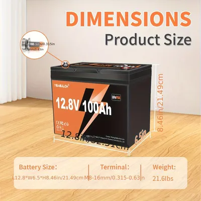 Immagine prodotto di Batteria agli ioni di litio - Batteria al litio - Batteria LiFePO4 - Batteria per accumulo di energia - Batteria 12V 100Ah