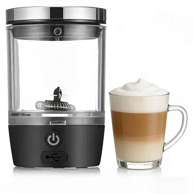Produktbild von Zimilo Elektrischer Milchaufschäumer, Kabellos & Tragbar, 360° Magnetrührer, Ein-Knopf Bedienung, Für Latte Cappuccino & Kaffee, Schwarz