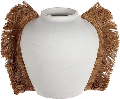 Imagen del producto de HBX, jarra de cerámica blanca de estilo bohemio, para decoración natural, 20 cm