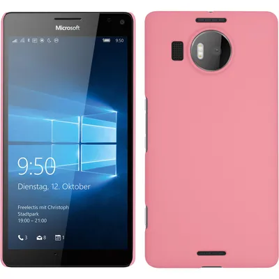 Produktbild von PhoneNatic Case kompatibel mit Microsoft Lumia 950 XL - Hülle rosa gummiert Hard-case + 2 Schutzfolien
