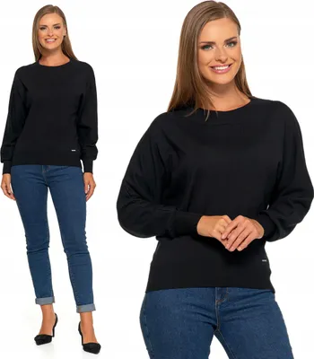 Produktbild von Damenpullover - eleganter Pullover Größe XS/S - lockere Ärmel schwarz - klassischer Stil