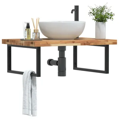 Immagine prodotto di Maison Exclusive - Mensola lavabo da parete in acciaio e legno di acacia