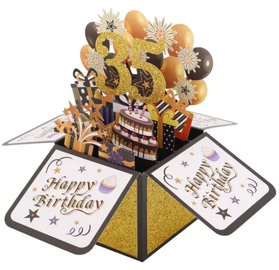 Produktbild von Pop-up-Karte zum 35. Geburtstag, inklusive Umschlag und Geburtagskarte