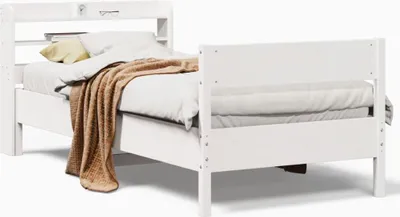 Produktbild von vidaXL Massivholzbett ohne Matratze Weiß 90x200 cm Kiefernholz