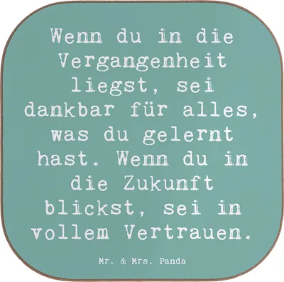 Produktbild von Mr. & Mrs. Panda Untersetzer für Gläser Spruch Freude und Vertrauen - Meeresbrise - Geschenk, Gefühl, Motivation, Tassenuntersetzer, Coaster, inspirierend, Glas, Zitat
