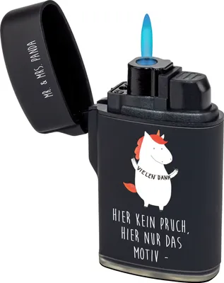 Produktbild von Mr. & Mrs. Panda anzünder Einhorn Dankeschön - Schwarz - Geschenk, Einhörner, sturmfeuerzeuge, zigarettenanzünder, Feuerzeug, Unicorn, Vielen Dank, Danksagung, Zünder