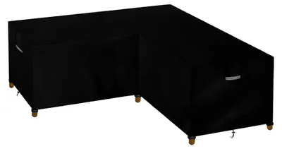 Produktbild von L-Form Gartenmöbel Abdeckung, wasserdicht, winddicht, UV-beständig, Abdeckplane für Ecksofa mit Belüftungsöffnungen, robustes Oxford-Gewebe, Schutzhülle für Loungemöbel (250x250x110cm) - Schwarz