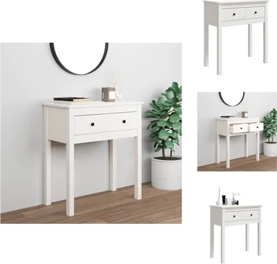 Obrázek produktu pro vidaXL Konzolový stolek bílý 70x35x75 cm z masivního borovicového dřeva - Odkládací stolky