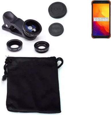 Produktbild von K-S-Trade Smartphone Kamera Linsen Set Kompatibel mit Blackview BV4900S 3in1 Clip-On Kamera Adapter Macro Weitwinkel FishEye Fischauge Objektiv Linse