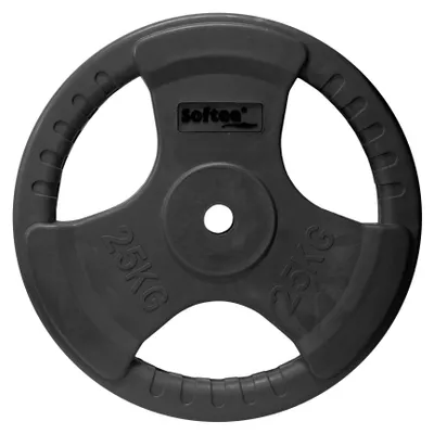 Image de Disque en caoutchouc avec poignées, noir, 125 kg