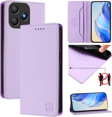 Obrázek produktu pro Kožené pouzdro pro Blackview Wave 9C, flipové pouzdro s přihrádkami na karty, peněženkou a stojánkem Fialový