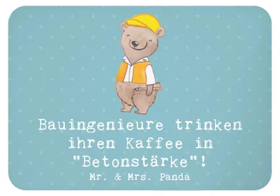Produktbild von Mr. & Mrs. Panda Kühlschrankmagnet Bauingenieur Kaffee - Meeresbrise - Geschenk, Ingenieurhumor, Berufe, Berufspassion, Beruf, Spruch, personalisierte Geschenke, Tiefbau