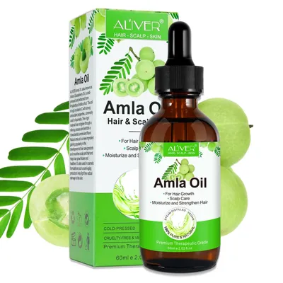 Obrázok produktu pre Amla olej olej na vlasy rast vlasov proti lupinám vypadávanie vlasov za studena lisovaný organický vegánsky, 1x 60ml