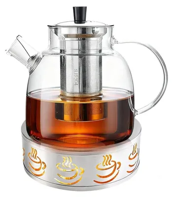 Produktbild von Teekanne Glas mit Siebeinsatz und Stövchen 1,8L hitzebeständig bis 150°C