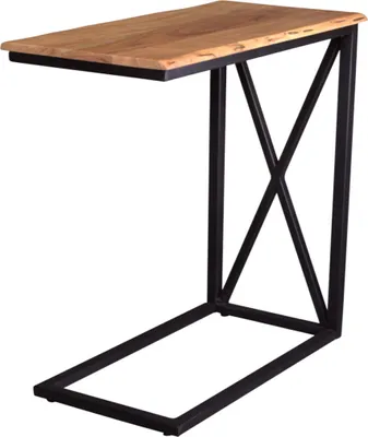 Produktbild von Beistelltisch Laptoptisch massiv natur 47,5x27x67,5 cm Akazie schwarz GRANADA